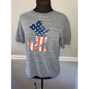 Men's DISNEY Mickey Mouse T-Shirt‎ Gray Red White Blue Patriotic July 4th L